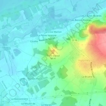 Mont Sigout地形图、海拔、地势