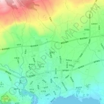 동홍동地形图、海拔、地势