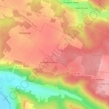 Château de Palteau地形图、海拔、地势