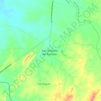 Palmito地形图、海拔、地势