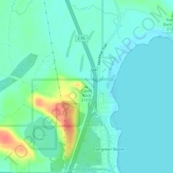 Castle Rock地形图、海拔、地势