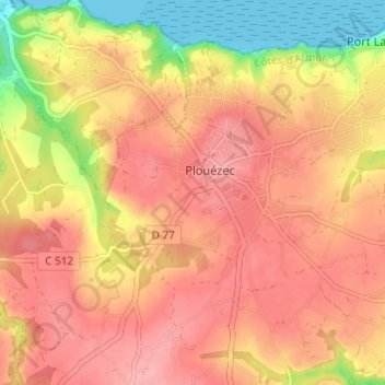 Keravel地形图、海拔、地势