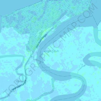 Telaga Tujuh地形图、海拔、地势