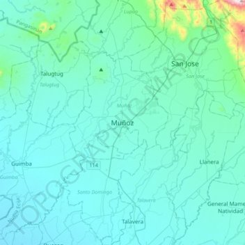 Muñoz地形图、海拔、地势