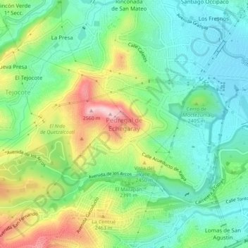 Pedregal de Echegaray地形图、海拔、地势