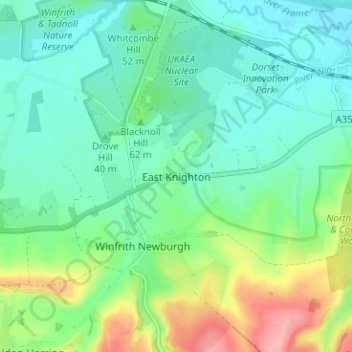 East Knighton地形图、海拔、地势