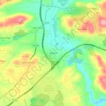 Centieira地形图、海拔、地势