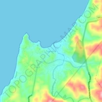 Sayulita地形图、海拔、地势