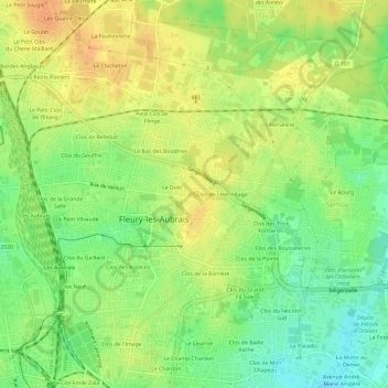 Clos des Fosses地形图、海拔、地势
