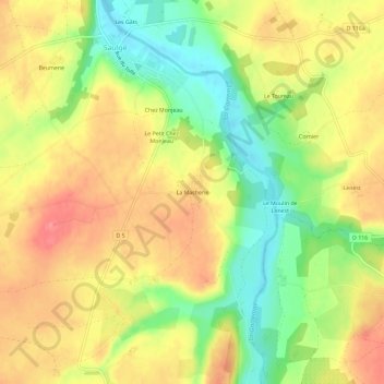 La Macherie地形图、海拔、地势