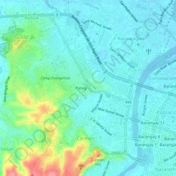 Patag地形图、海拔、地势