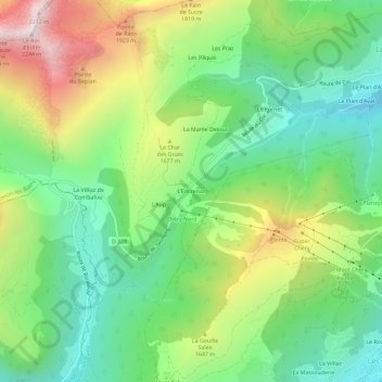 L'Encrenaz地形图、海拔、地势