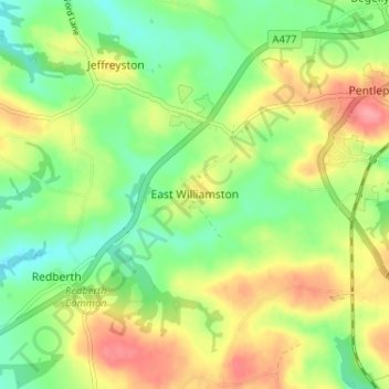 East Williamston地形图、海拔、地势