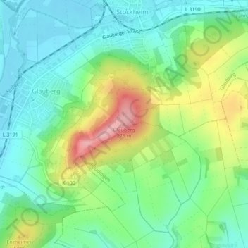 Glauberg地形图、海拔、地势
