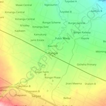 Rongai地形图、海拔、地势