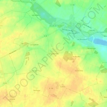Le Grand Bois地形图、海拔、地势