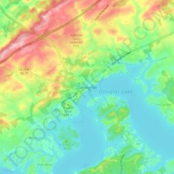 Dandridge地形图、海拔、地势