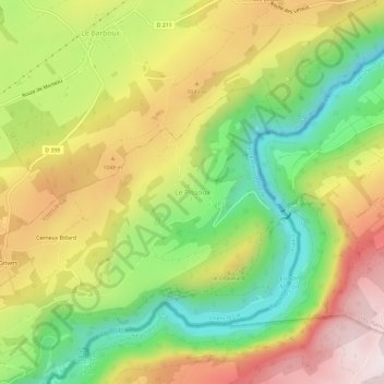 Le Pissoux地形图、海拔、地势