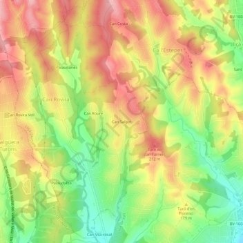 Can Salgot地形图、海拔、地势
