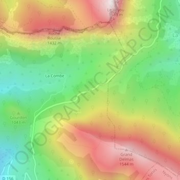 Fontaine de la Sourde地形图、海拔、地势