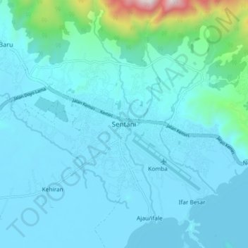 Sentani地形图、海拔、地势