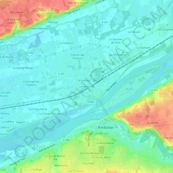 Les Hermites地形图、海拔、地势