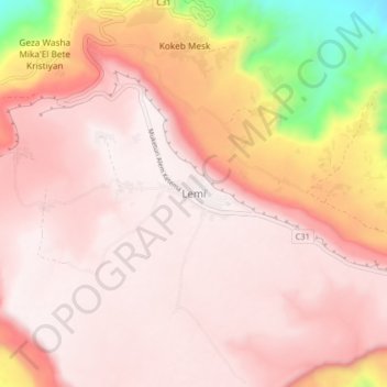 Lemi地形图、海拔、地势