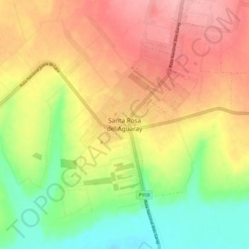 Santa Rosa del Aguaray地形图、海拔、地势