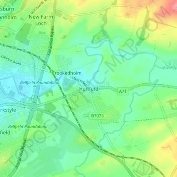 Hurlford地形图、海拔、地势