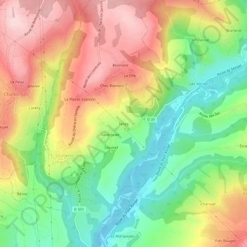 Tanay地形图、海拔、地势