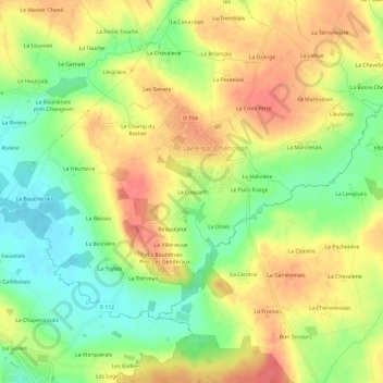 Le Coquart地形图、海拔、地势