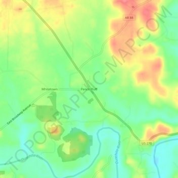 Pencil Bluff地形图、海拔、地势