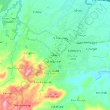Subang地形图、海拔、地势