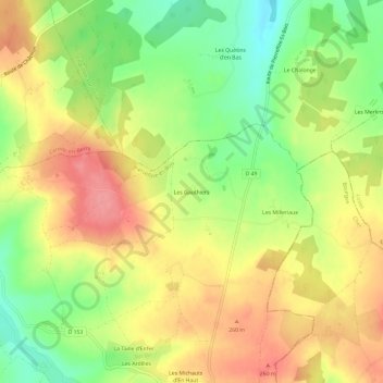 Les Gauthiers地形图、海拔、地势