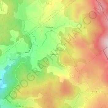 Le Charzel地形图、海拔、地势