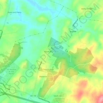 Mount Airy Estates地形图、海拔、地势