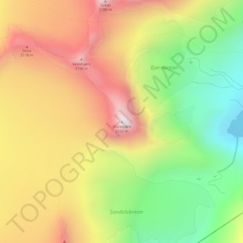 Storebjørn地形图、海拔、地势