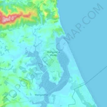 Mangawhai Heads地形图、海拔、地势