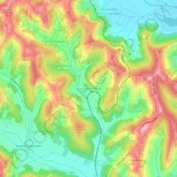 Untertiefenbach地形图、海拔、地势