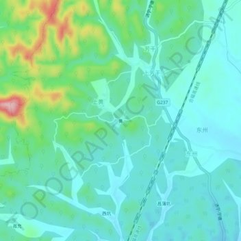 黄地形图、海拔、地势