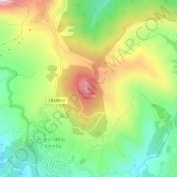 Civitella地形图、海拔、地势