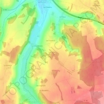 Les Sables地形图、海拔、地势