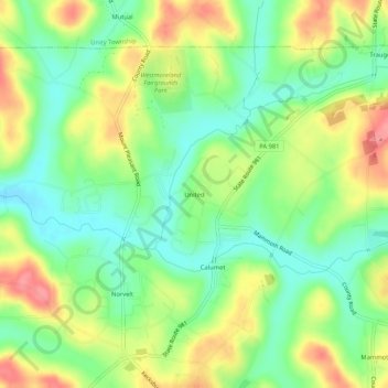 United地形图、海拔、地势