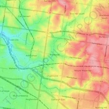 Ashwood地形图、海拔、地势