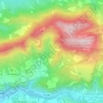 Aurifeuille地形图、海拔、地势