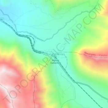 Aguas Calientes地形图、海拔、地势