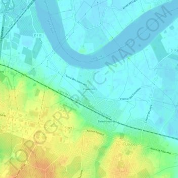Cavernes地形图、海拔、地势