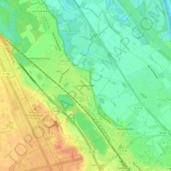 Langenhaeuser地形图、海拔、地势