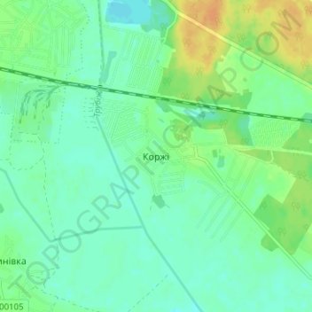 Коржи地形图、海拔、地势