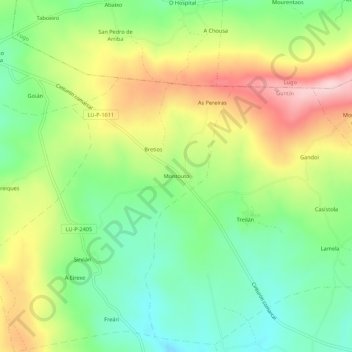 Montouto地形图、海拔、地势